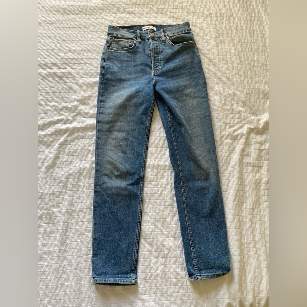 Re/done high rise ankle crop jeans size 26